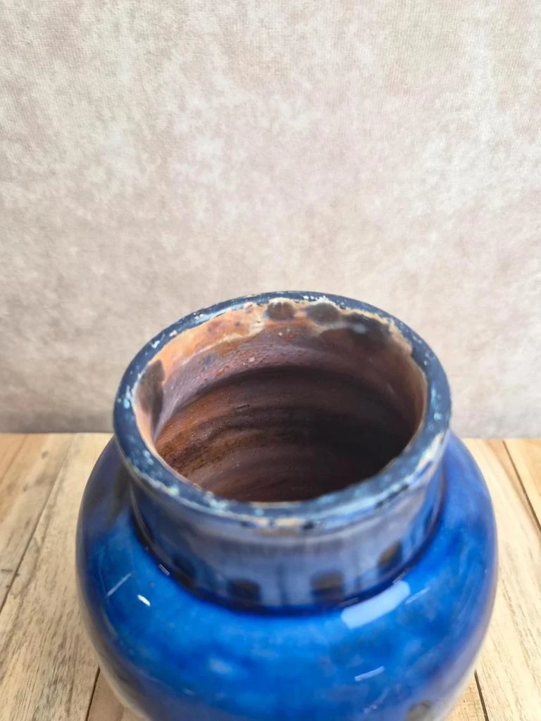 Vaso artesanal vintage em cerâmica esmaltada azul - Estilo Safi Maroc – photo 2